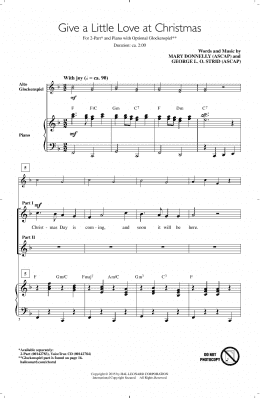 page one of Give A Little Love At Christmas (2-Part Choir)