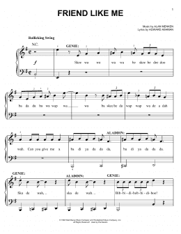 page one of Friend Like Me (from Aladdin: The Broadway Musical) (Easy Piano)