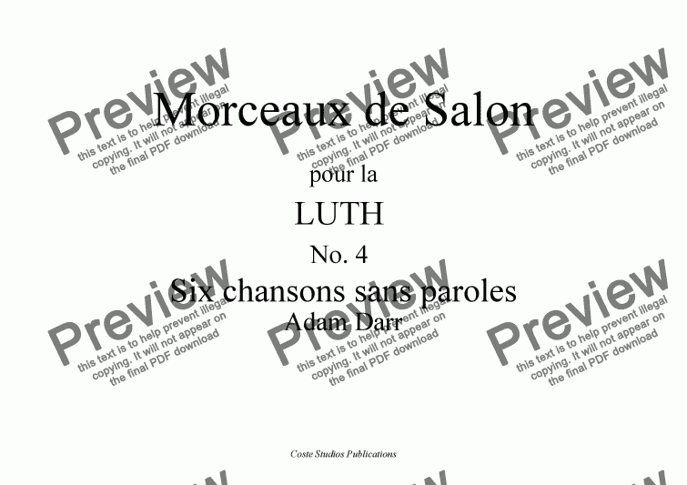 page one of Morceaux de Salon No. 4 Six Chansons Sans Paroles