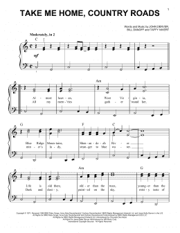 page one of Take Me Home, Country Roads (Very Easy Piano)