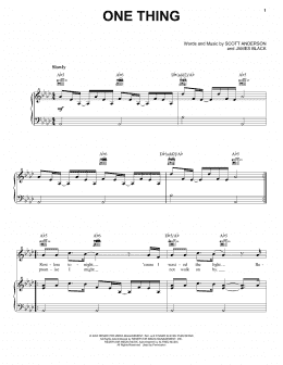 page one of One Thing (Piano, Vocal & Guitar Chords (Right-Hand Melody))