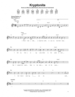 page one of Kryptonite (Easy Guitar)