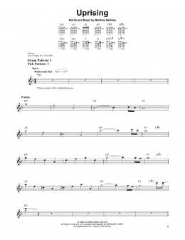 page one of Uprising (Easy Guitar)
