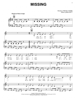 page one of Missing (Piano, Vocal & Guitar Chords (Right-Hand Melody))