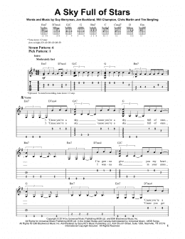 page one of A Sky Full Of Stars (Easy Guitar Tab)