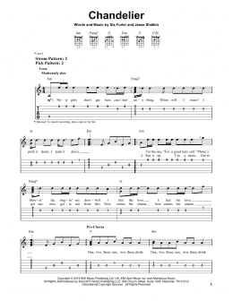 page one of Chandelier (Easy Guitar Tab)