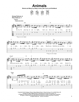 page one of Animals (Easy Guitar Tab)