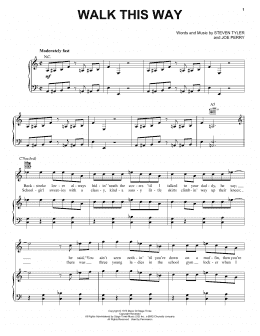 page one of Walk This Way (Piano, Vocal & Guitar Chords (Right-Hand Melody))