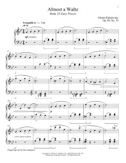 page one of Almost A Waltz (Piano Solo)