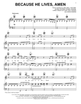 page one of Because He Lives, Amen (Piano, Vocal & Guitar Chords (Right-Hand Melody))