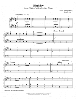 page one of Birthday (Piano Solo)