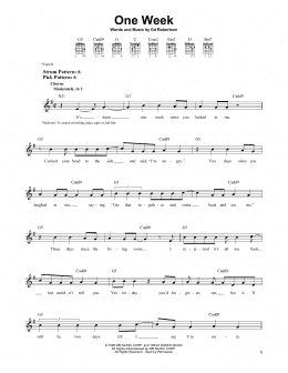 page one of One Week (Easy Guitar)