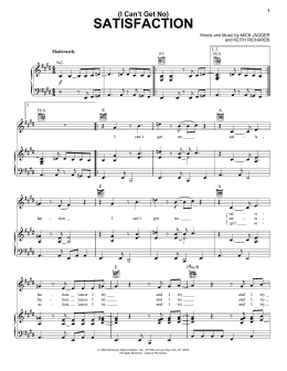 page one of (I Can't Get No) Satisfaction (Piano, Vocal & Guitar Chords (Right-Hand Melody))