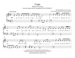 page one of Cups (When I'm Gone) (Educational Piano)