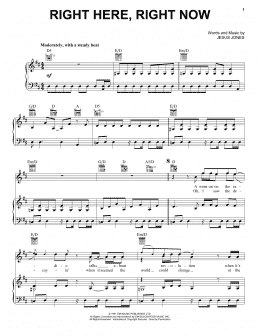 page one of Right Here, Right Now (Piano, Vocal & Guitar Chords (Right-Hand Melody))