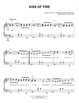 page one of Kiss Of Fire (Accordion)