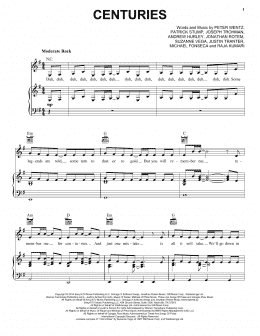 page one of Centuries (Piano, Vocal & Guitar Chords (Right-Hand Melody))