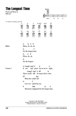 page one of The Longest Time (Mandolin Chords/Lyrics)