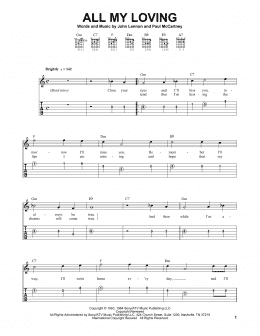 page one of All My Loving (Easy Guitar Tab)