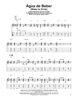 page one of Água De Beber (Water To Drink) (Guitar Tab (Single Guitar))