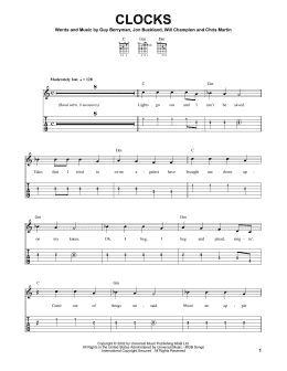 page one of Clocks (Easy Guitar Tab)