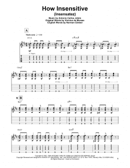 page one of How Insensitive (Insensatez) (Guitar Tab (Single Guitar))