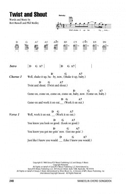 page one of Twist And Shout (Mandolin Chords/Lyrics)