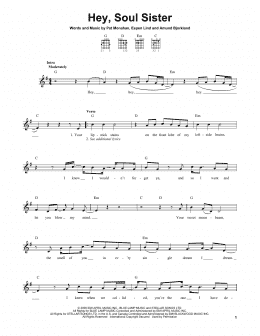 page one of Hey, Soul Sister (Easy Guitar)