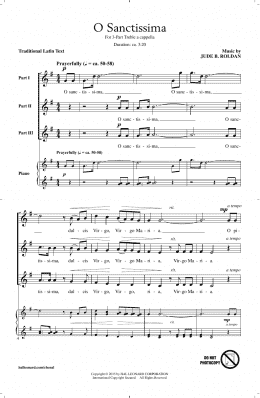 page one of O Sanctissima (3-Part Treble Choir)