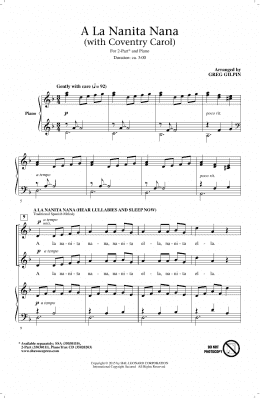 page one of A La Nanita Nana (Hear Lullabies And Sleep Now) (2-Part Choir)