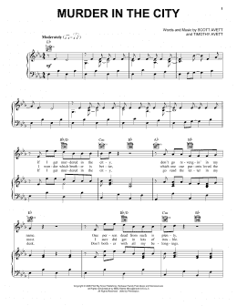 page one of Murder In The City (Piano, Vocal & Guitar Chords (Right-Hand Melody))