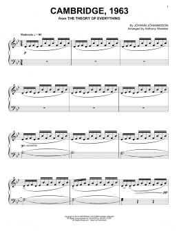 page one of Cambridge, 1963 (from The Theory Of Everything) (Piano Solo)