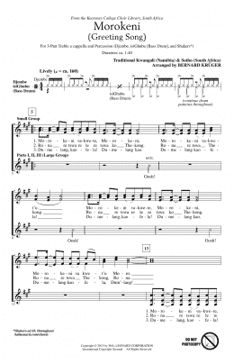 page one of Morokeni (Welcome Song) (3-Part Treble Choir)