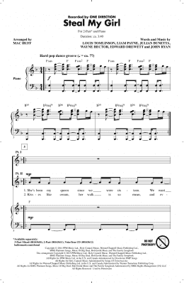 page one of Steal My Girl (arr. Mac Huff) (2-Part Choir)