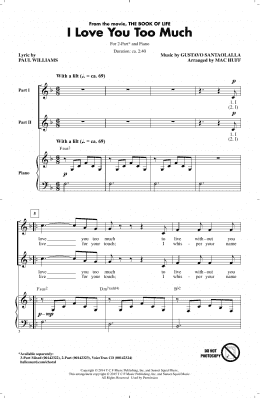 page one of I Love You Too Much (2-Part Choir)