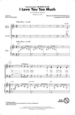 page one of I Love You Too Much (3-Part Mixed Choir)