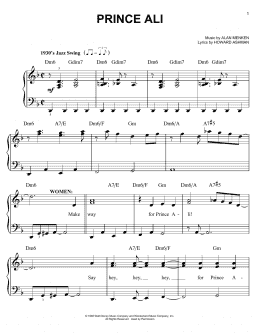 page one of Prince Ali (from Aladdin: The Broadway Musical) (Easy Piano)