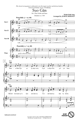 page one of Suo Gan (3-Part Treble Choir)