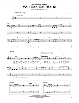 page one of You Can Call Me Al (Bass Guitar Tab)