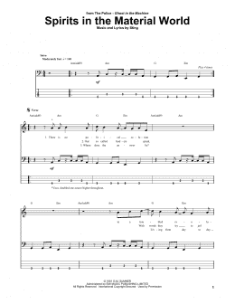 page one of Spirits In The Material World (Bass Guitar Tab)