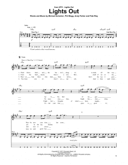 page one of Lights Out (Bass Guitar Tab)