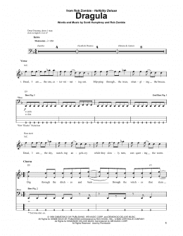 page one of Dragula (Bass Guitar Tab)