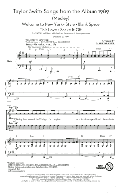 page one of Taylor Swift: Songs from the Album 1989 (Medley) (arr. Mark Brymer) (SATB Choir)