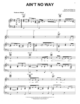 page one of Ain't No Way (Piano, Vocal & Guitar Chords (Right-Hand Melody))
