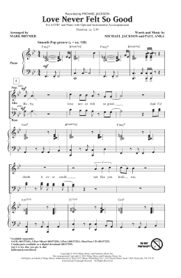 page one of Love Never Felt So Good (SATB Choir)