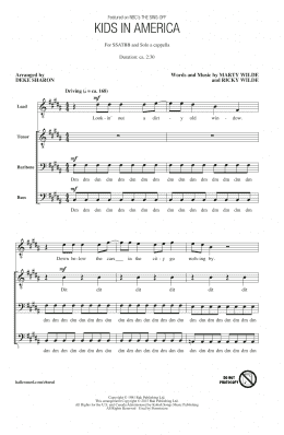 page one of Kids In America (SATB Choir)