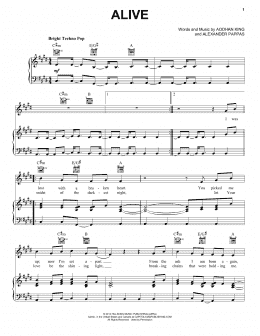 page one of Alive (Piano, Vocal & Guitar Chords (Right-Hand Melody))