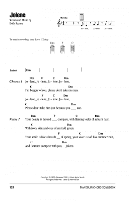 page one of Jolene (Mandolin Chords/Lyrics)