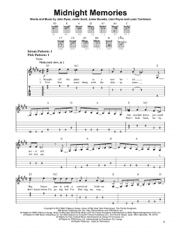 page one of Midnight Memories (Easy Guitar Tab)