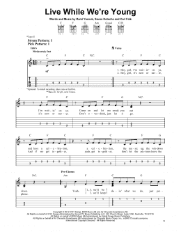 page one of Live While We're Young (Easy Guitar Tab)